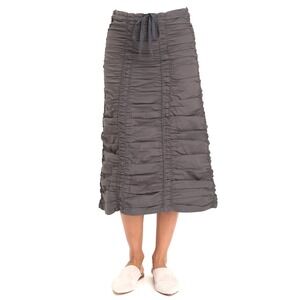 XCVII Women's Gray Stretch Poplin Double Shirred
Panel‎ Midi Skirt Size Medium